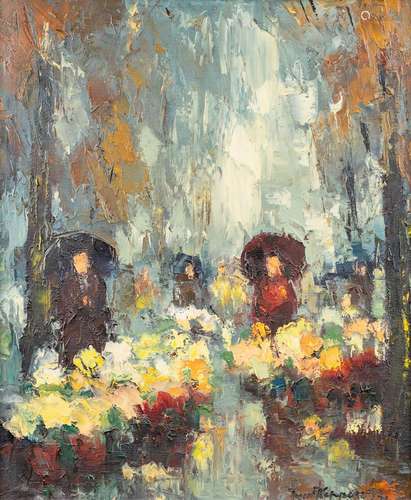 Jules KEPPENS (1910-1992) 'Rainy day' oil on canvas. (W: 50 ...