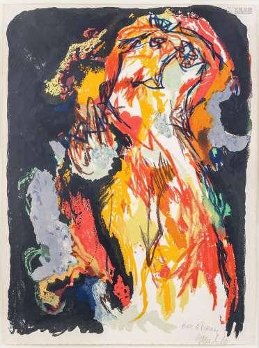Karel APPEL (1921-2006) 'Femme' a lithograph. 1960. (W: 55 x...