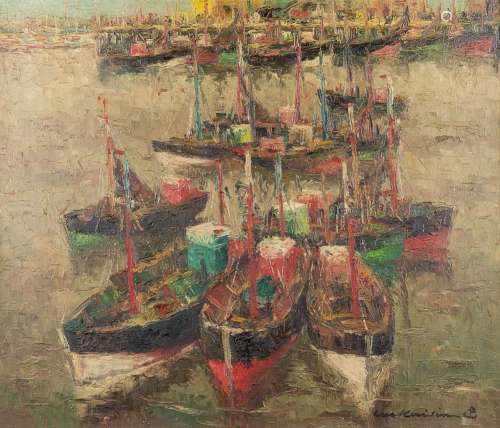 Luc KAISIN (1901-1963) 'Marine' oil on canvas. (W: 70 x H: 6...