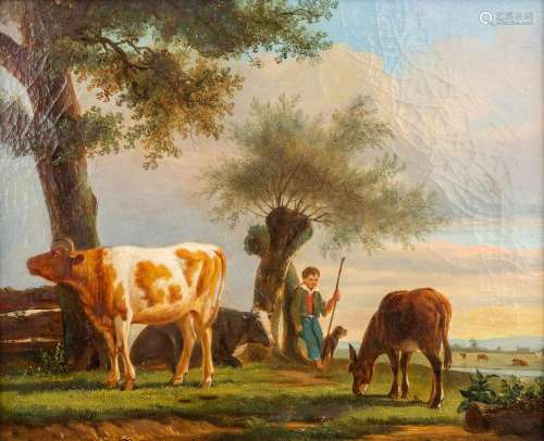 Louis Pierre VERWÉE (1807-1877) 'Landscape with cows' oil on...