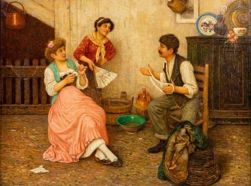 Luigi PASTEGA (1858-1927) 'Interior view' oil on canvas. (W:...