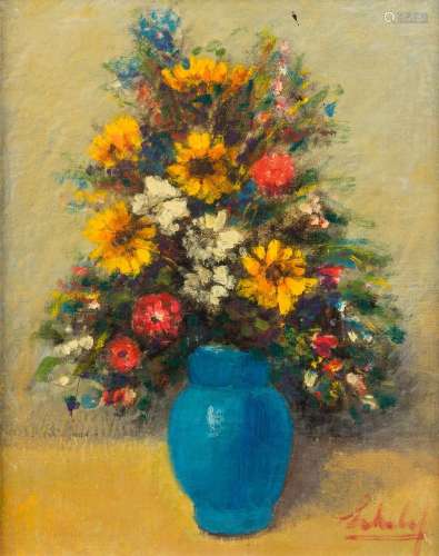 Maurice SCHELCK (1906-1987) 'Flower Vase', oil on canvas. (W...