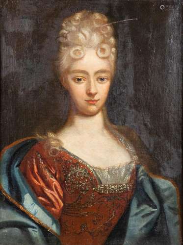 Portrait of a noble woman, an antique painting, oil on canva...