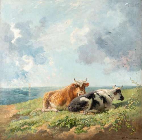 Rosa VENNEMAN (c.1825-1909) 'Cows on the banks of the Wester...