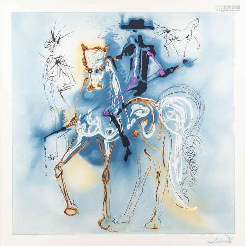 Salvador DALI (1904-1989) 'Dalian Horses' a framed silk scar...