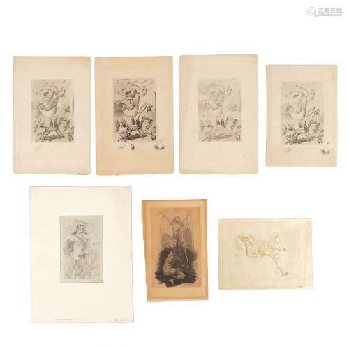 Félicien ROPS (1833-1898) A collection of 7 engravings and e...