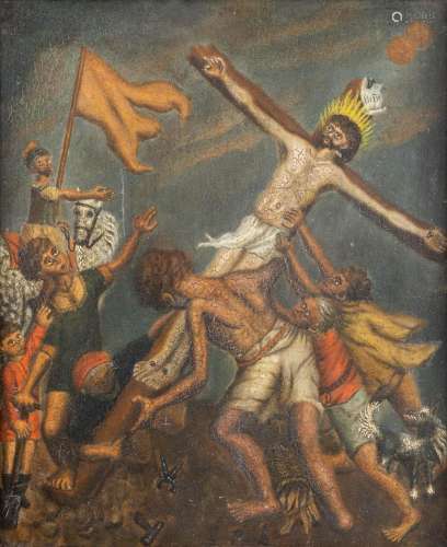 The Crucifixion of Christ', painting oil on panel. No signat...
