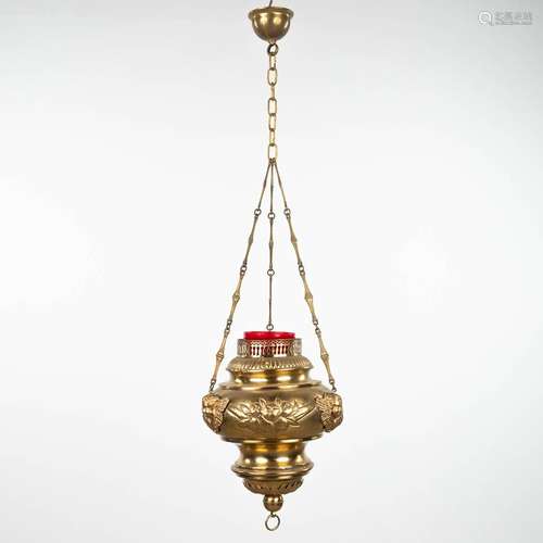 An antique sanctuary lamp / eternal light made of copper and...