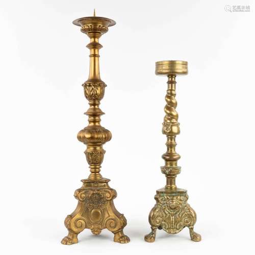 A collection of 2 bronze church candlesticks made circa 1900...