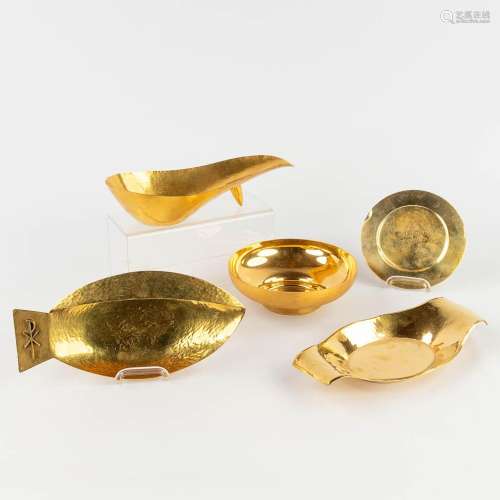 A collection of 4 sacred bread trays, gold-plated metal, add...