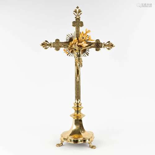 A crucifix with corpus Christi made of bronze. 20th C. (W: 3...