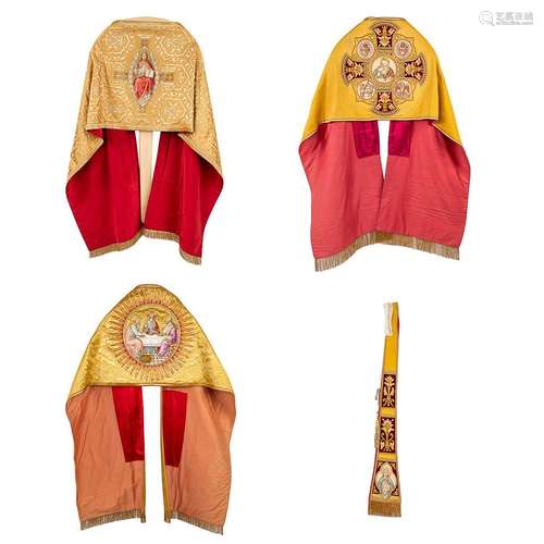 A collection of 3 'Humeral Veils' and a stola, with embroide...