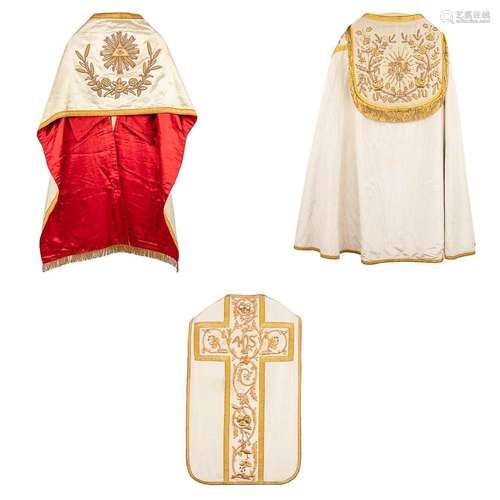 A Chasuble set consisting a Roman Chasuble, A Humeral Veil a...