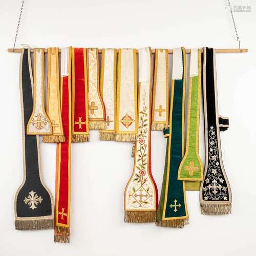 An assembled collection of Stola finished with gold thread. ...