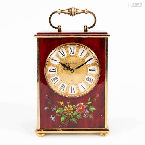 Bucherer, Imhof, a vintage table clock with hand-painted flo...