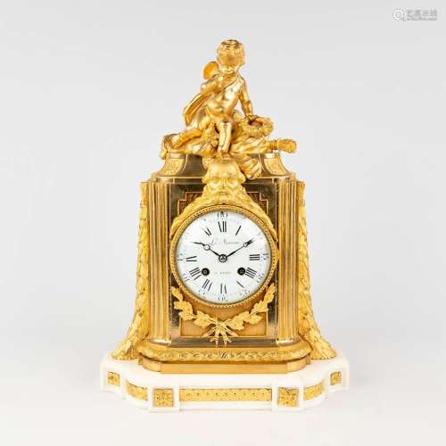 Le Musson, a mantle clock made of bronze in Louis XVI style....