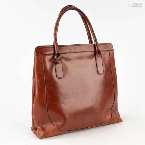 Delvaux, a vintage Tote-bag made of brown leather. Circa 197...