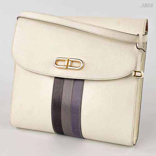 Delvaux, a handbag made of white leather decorated with colo...