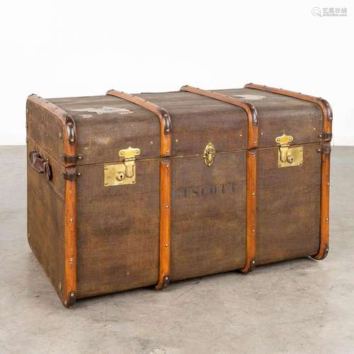 An antique traveller's suitcase 'Cave and Sons, 81 New Caven...