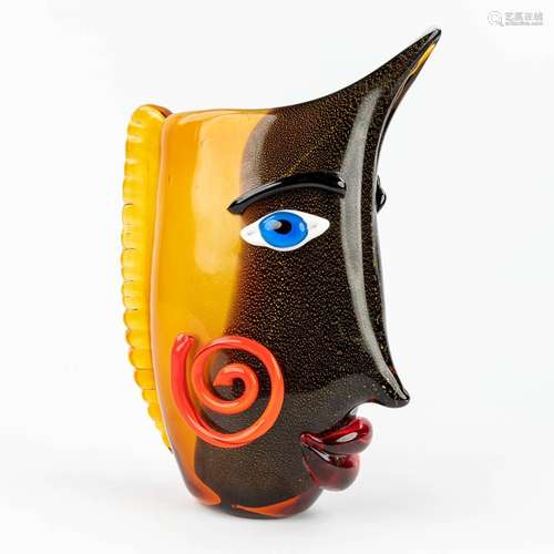 A glass Pablo Picasso vase. Made in Murano, Italy. (L: 12 x ...