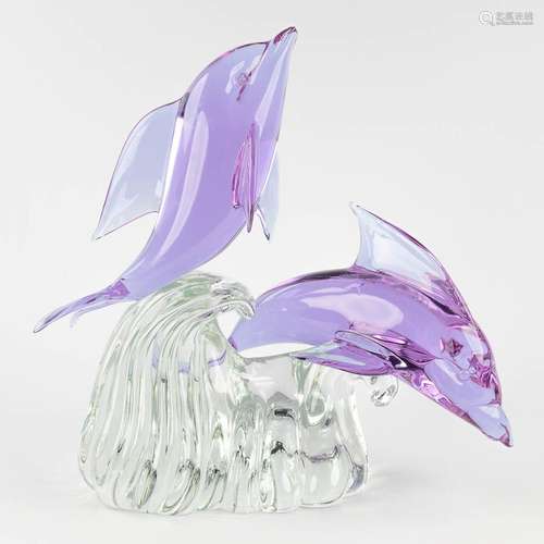 Licio ZANETTI (1915) 'Dolphins' glass sculpture, Murano, Ita...