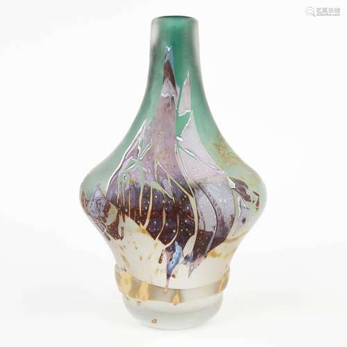 Louis LELOUP (1929) 'Vase', pate de verre glass. (H: 24,5 x ...