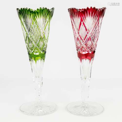 Val Saint Lambert, a collection of 2 vases, made of clear-cu...