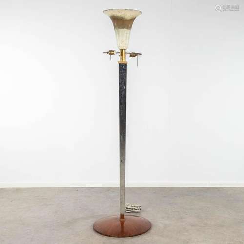 A large floor lamp finished with glass sides. Circa 1930. (H...