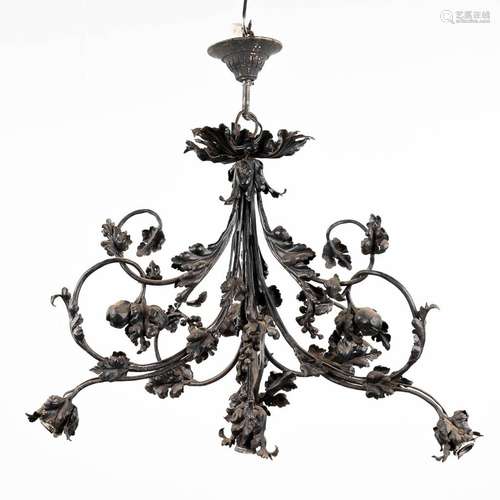 Louis VAN BOECKEL (1857-1944) a chandelier made of wrought i...