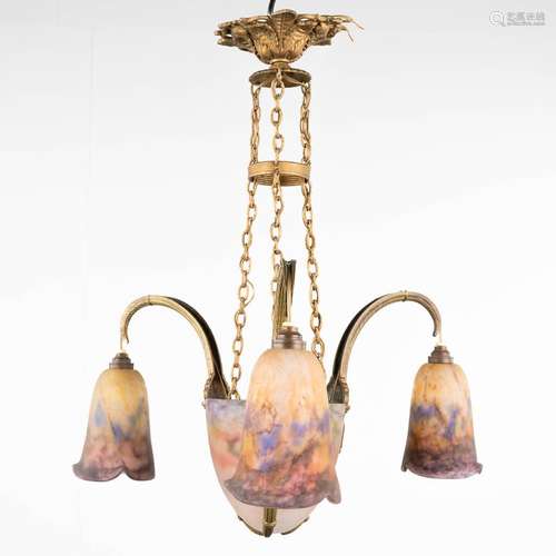 Muller Frères Lunevile, a chandelier made of pate de verre g...