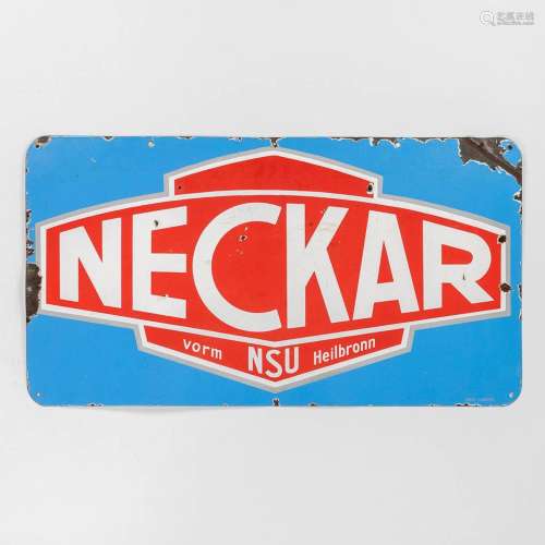 Neckar vorm NSU Heilbronn, an enamel plate. (W: 110 x H: 60 ...
