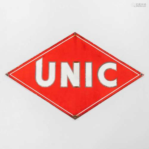 Unic, a double-faced enamelled plate. (W: 120 x H: 76 cm)