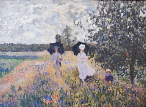 D'après Claude Monet<br />
personnages dans un paysage procé...