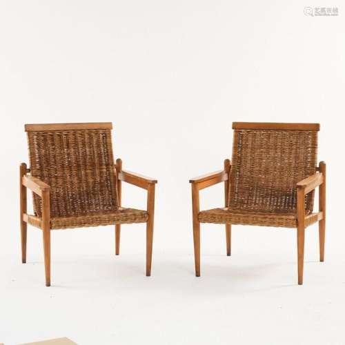 CZECHOSLOVAKIA, 2 ARMCHAIRS, 1950S