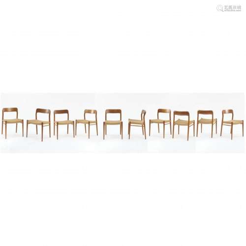 NIELS OTTO MØLLER, 10  75  CHAIRS, C. 1960