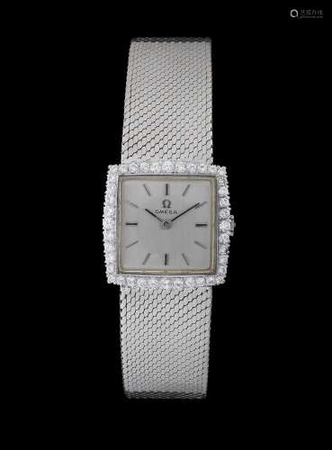 Omega, montre-bracelet carrée mécanique sertie de diamants (...