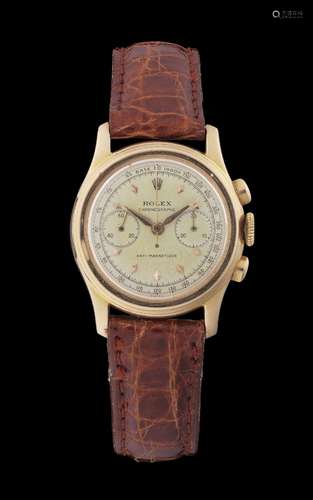 Rolex, montre ronde chronographe mécanique <br />
Cadran jau...