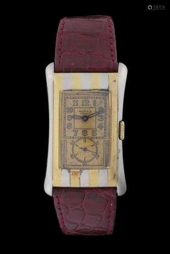 Rolex, Prince Brancard, montre rectangulaire mécanique bicol...