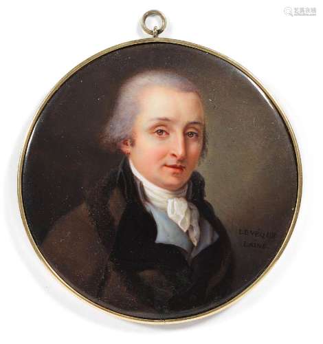 HENRI L'EVÊQUE(1769-1832)Portrait-miniature rond d'un homme ...