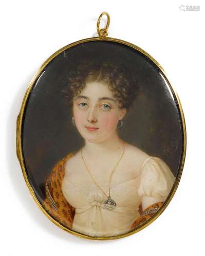 LOUIS-MARIE AUTISSIER(1772-1830)Portrait miniature ovale d'u...
