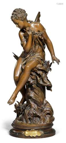 MATHURIN MOREAU(1822-1912)"Libellule". Bronze à pa...