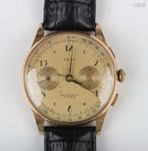 A Dede 18ct gold cased gentleman's chronograph wristwatch wi...