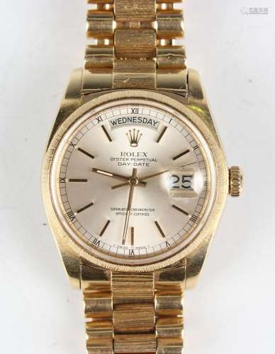 A Rolex Oyster Perpetual Day-Date 18ct gold cased gentleman'...