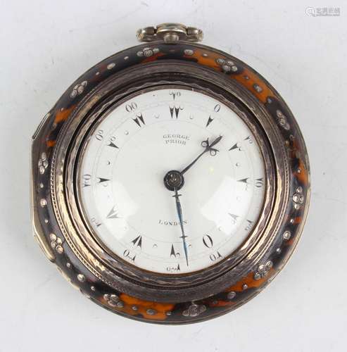 A George III Turkish market silver and tortoiseshell triple ...