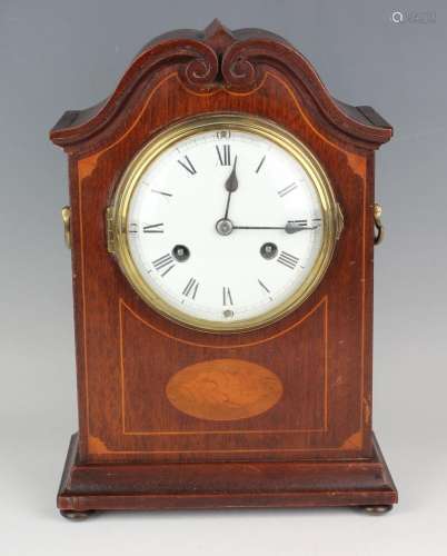 An early 20th century mahogany mantel clock with eight day m...