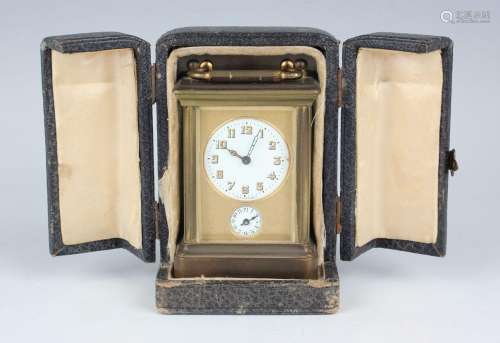 An early 20th century brass cased diminutive carriage alarm ...