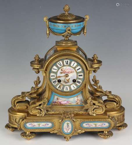A late 19th century French ormolu and Sèvres style porcelain...