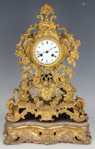 A mid to late 19th century French ormolu mantel clock