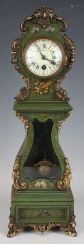 A late 19th century French mounted and painted mantel timepi...