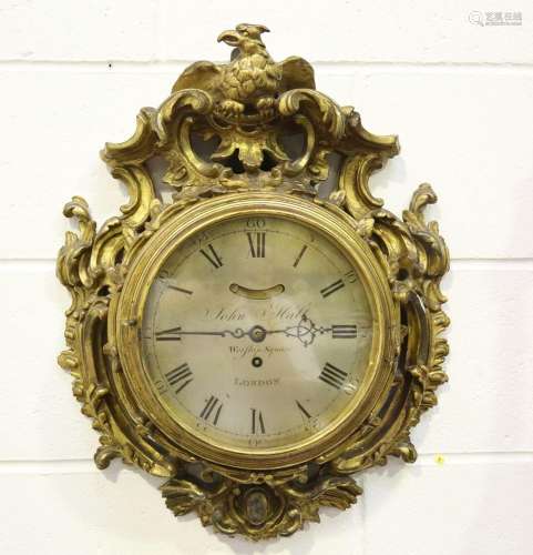 A George III giltwood cased wall timepiece